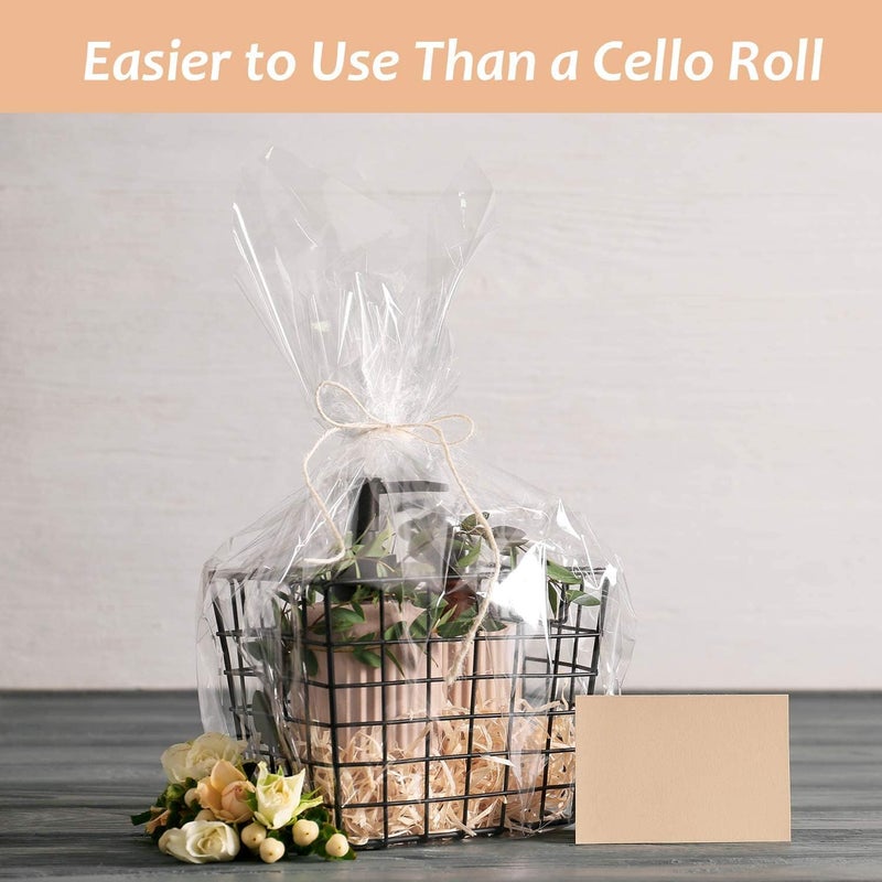 Morepack Large Cellophane Bags,26x32 Inch Big Clear Basket Bags 10 Pieces Cellophane/Cello Wrap for Gift Baskets - Image 3
